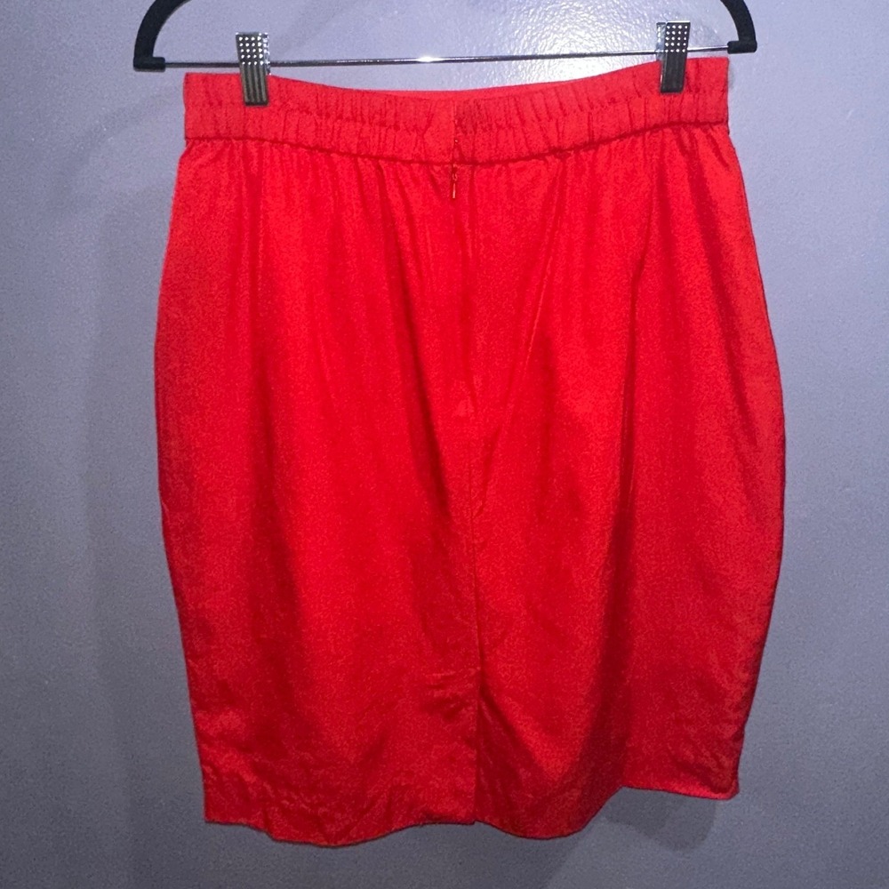 Diane Von Furstenberg Vintage Red Silk Cotton Blend Pencil Mini Skirt Size 10